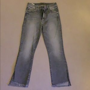 MOTHER Insider High Waist Crop Step Fray Hem Jeans